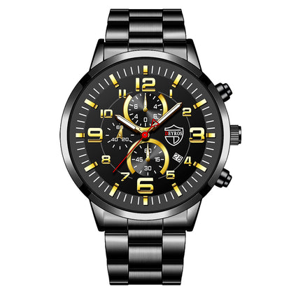 Orologio uomo acciaio calendario oro