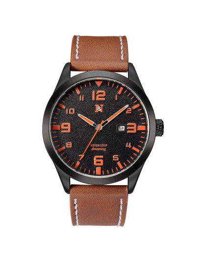 Orologio uomo calendario al quarzo cinturino in pelle