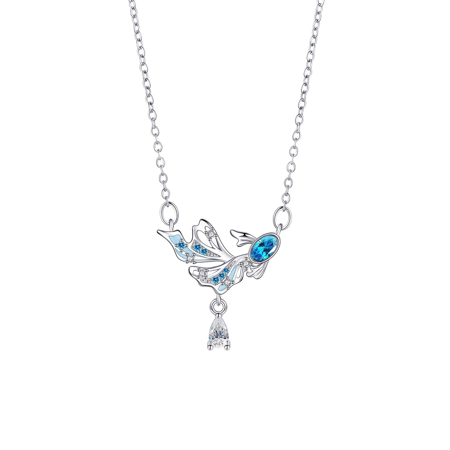 Collana farfalla con pesce e zirconi