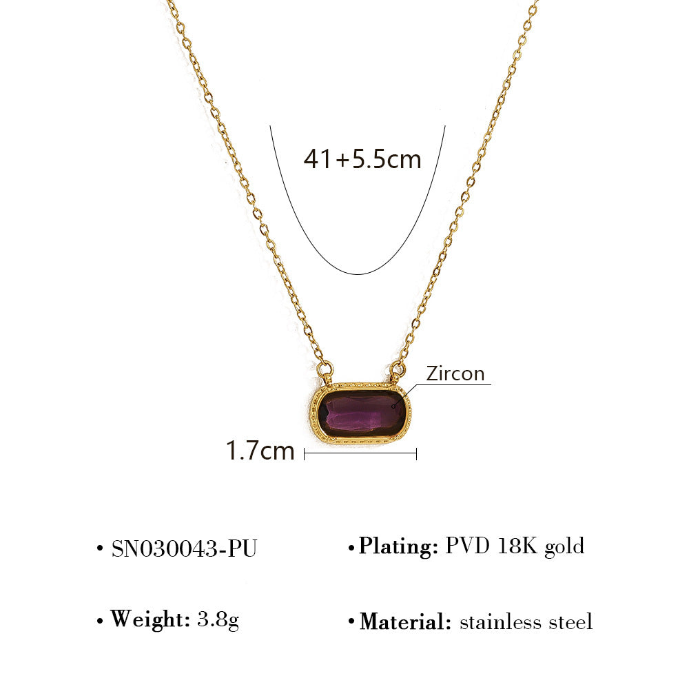 Collana ovale ciondolo quadrato