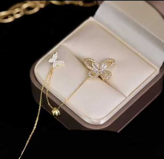 Orecchini farfalla zirconi clip