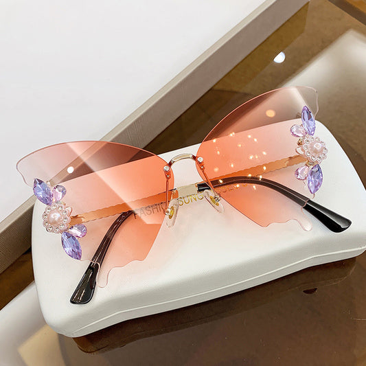 Occhiali da sole farfalla da donna con strass