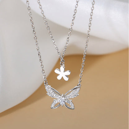 Collana farfalla fiore strass