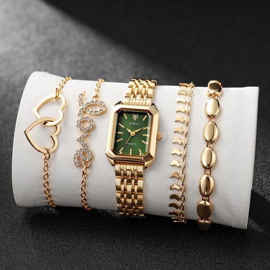 Orologio quadrato con braccialetto cuore