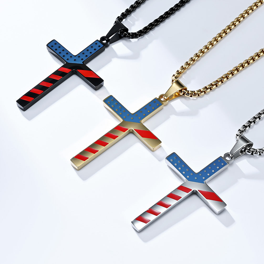 Collana croce titanio con stella