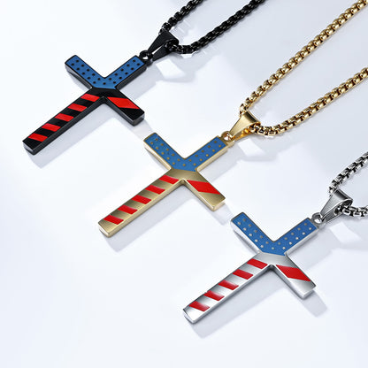 Collana croce titanio con stella