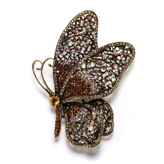 Spilla farfalla strass per cappotto