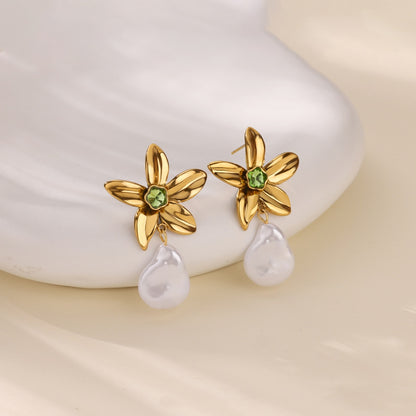 Orecchini fiore zircone verde
