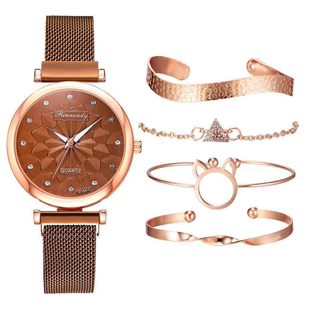 Orologio cinturino mesh fiore