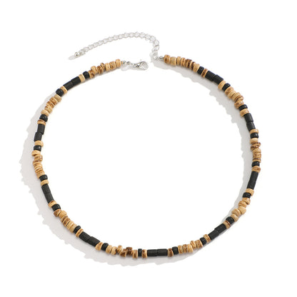 Collana perline legno bohemien