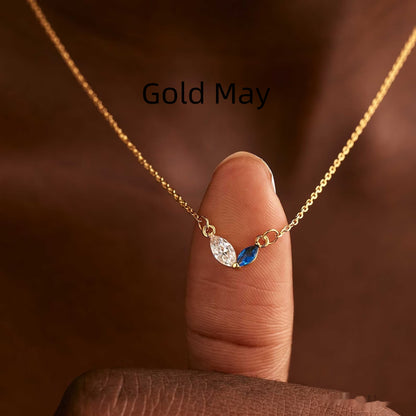 Collana cuore zircone acciaio titanio con pietra natale