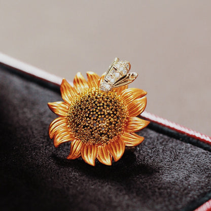 Spilla girasole ape zircone