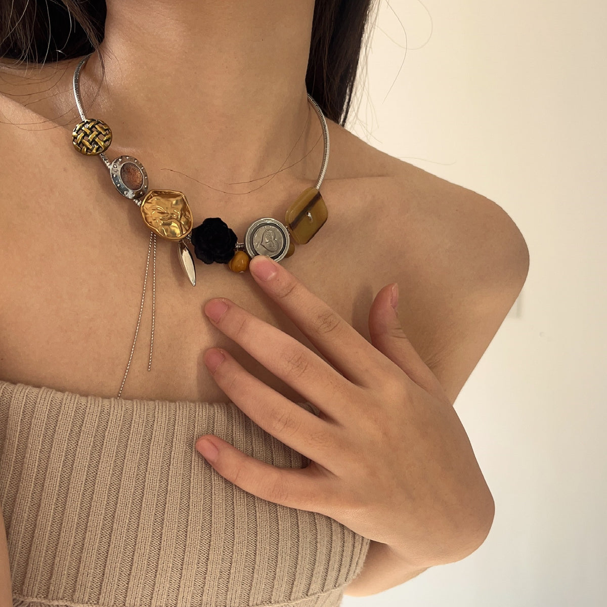 Collana intrecciata cuore vintage