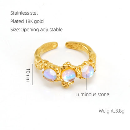 Anello pietra di luna geometrico irregolare