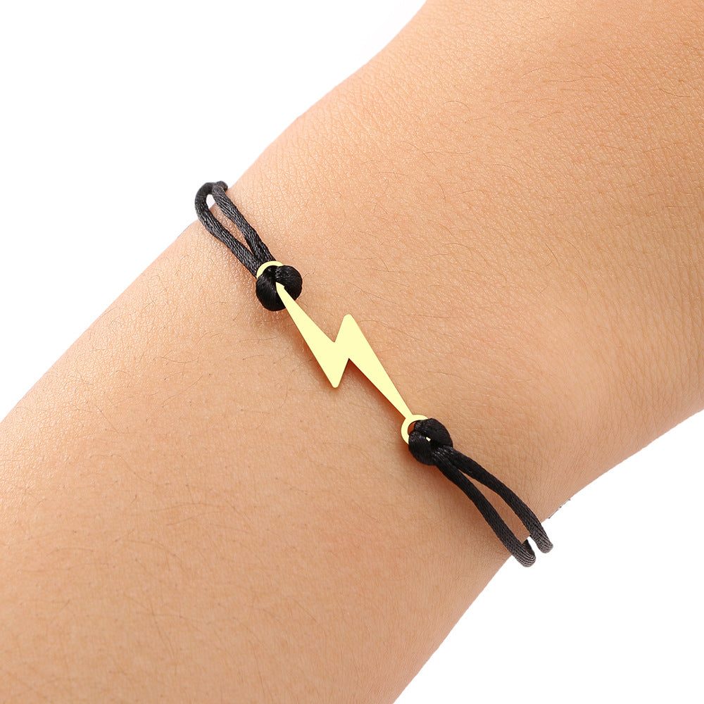 Bracciale corda nera acero