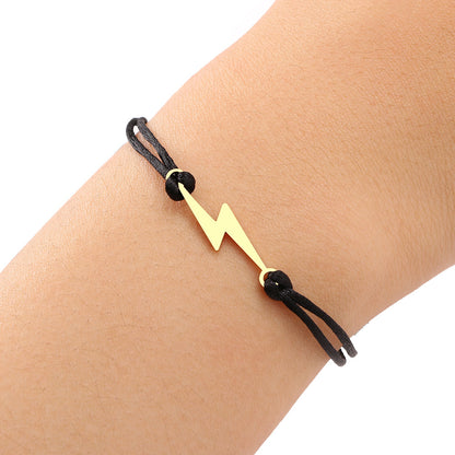 Bracciale corda nera acero