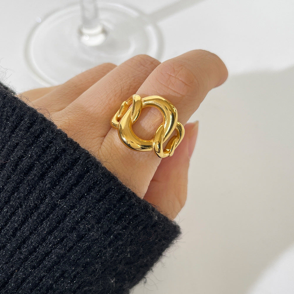 Anello catena spessa dorata