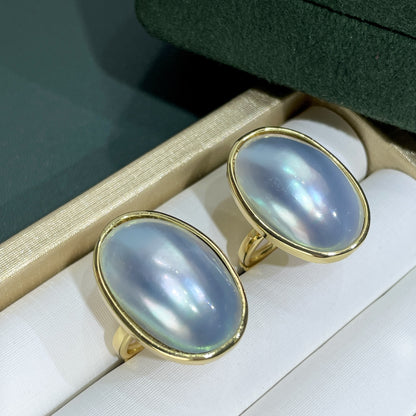 Anello perla Mabe blu