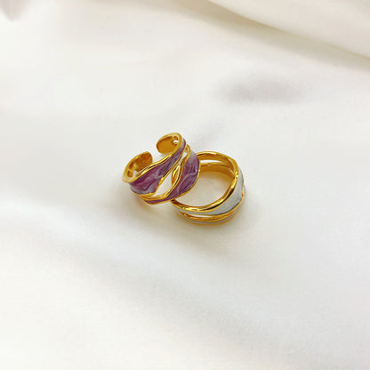 Anello smaltato placcato oro da donna