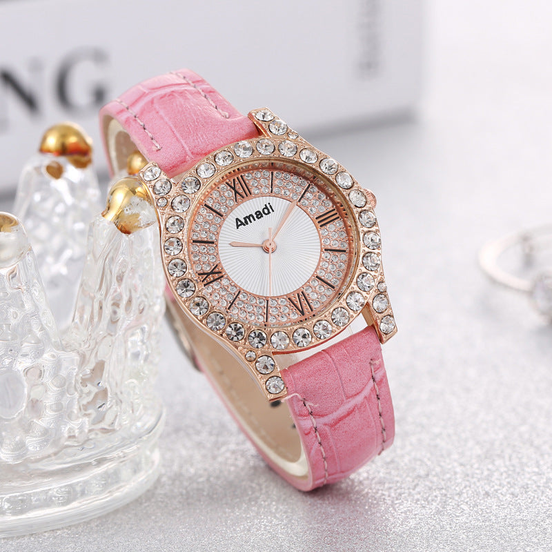 Orologio da donna con diamanti e numeri romani