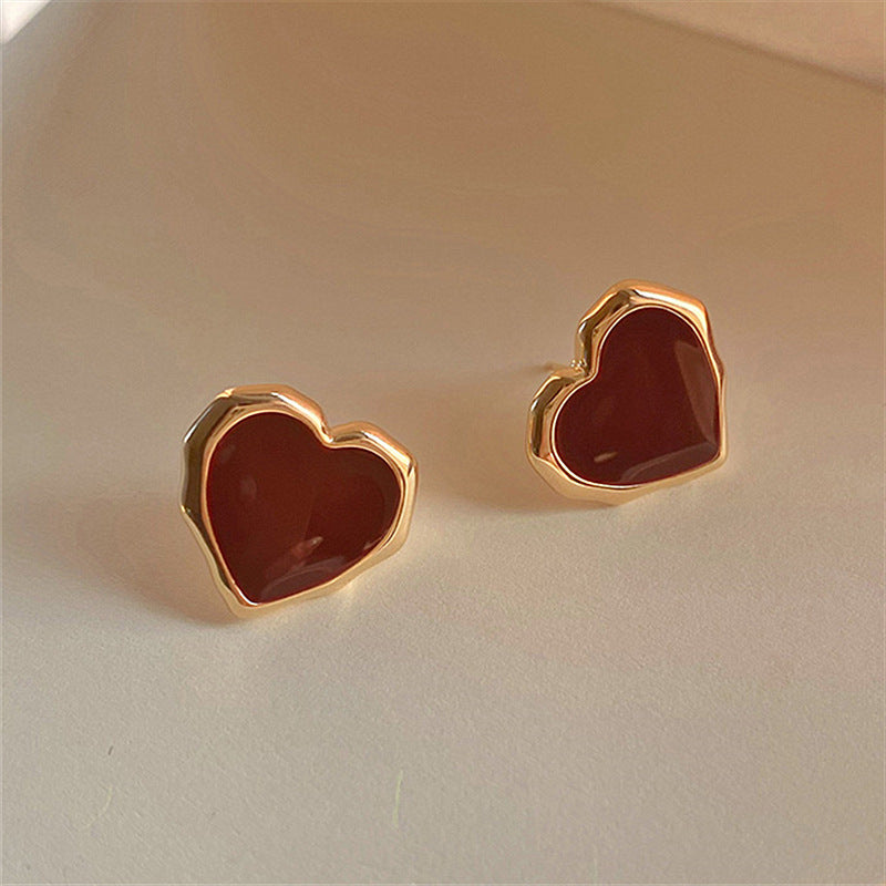Orecchini cuore rosso smaltato