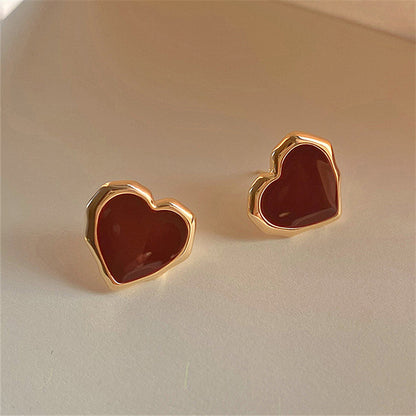 Orecchini cuore rosso smaltato