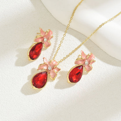 Collana e Orecchini a Fiori con Zirconi