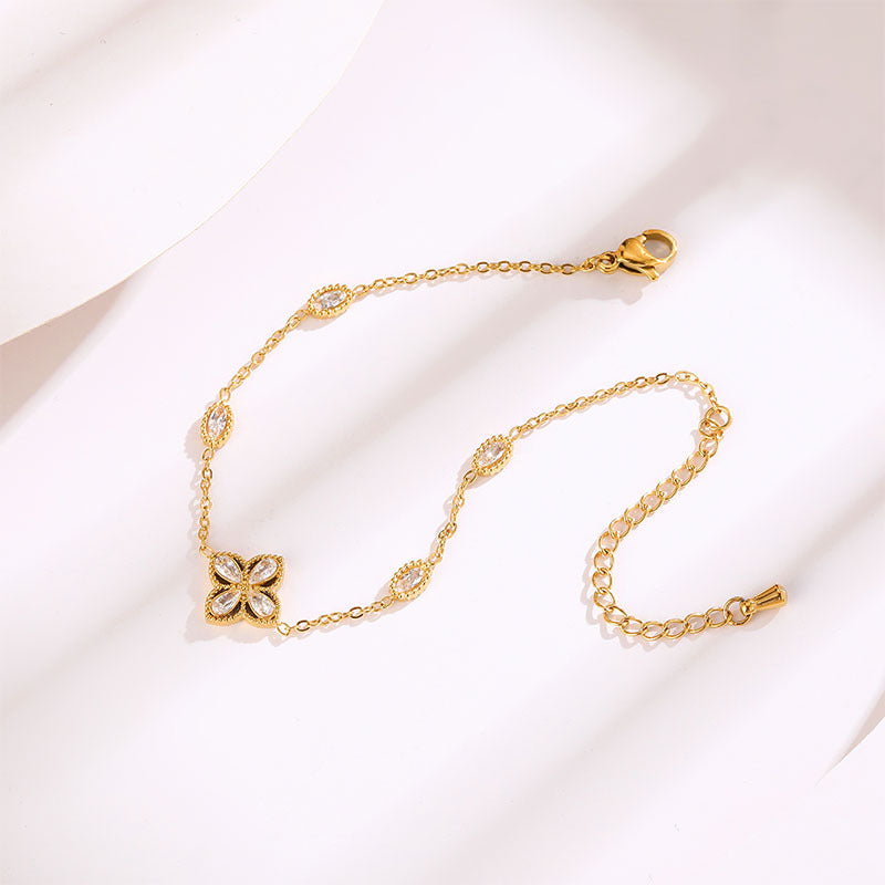 Bracciale fiore con zirconi
