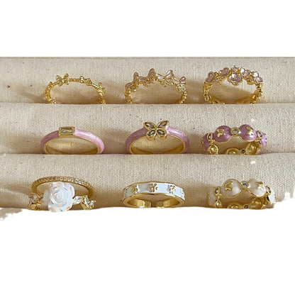 Anello farfalla e fiore viola
