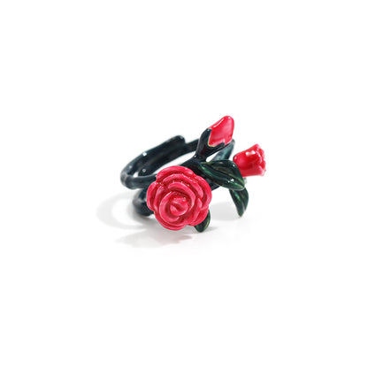 Anello smaltato fiori