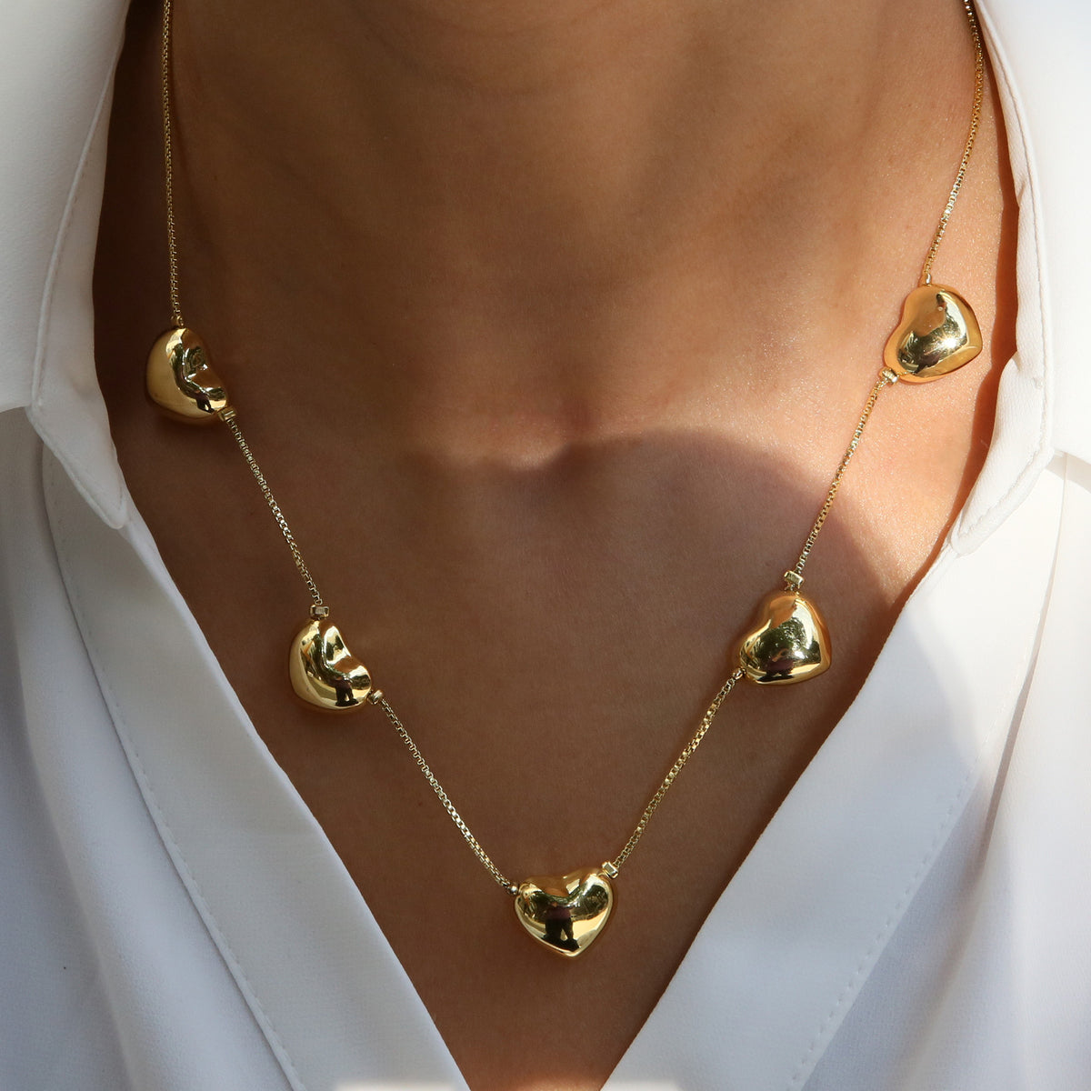 Collana cuori placcati oro