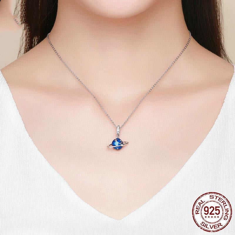 Ciondolo argento pianeta blu