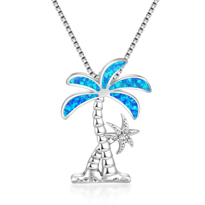 Collana corta cocco blu e opale