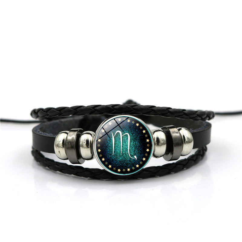 Braccialetto Pelle Intrecciata Zodiaco