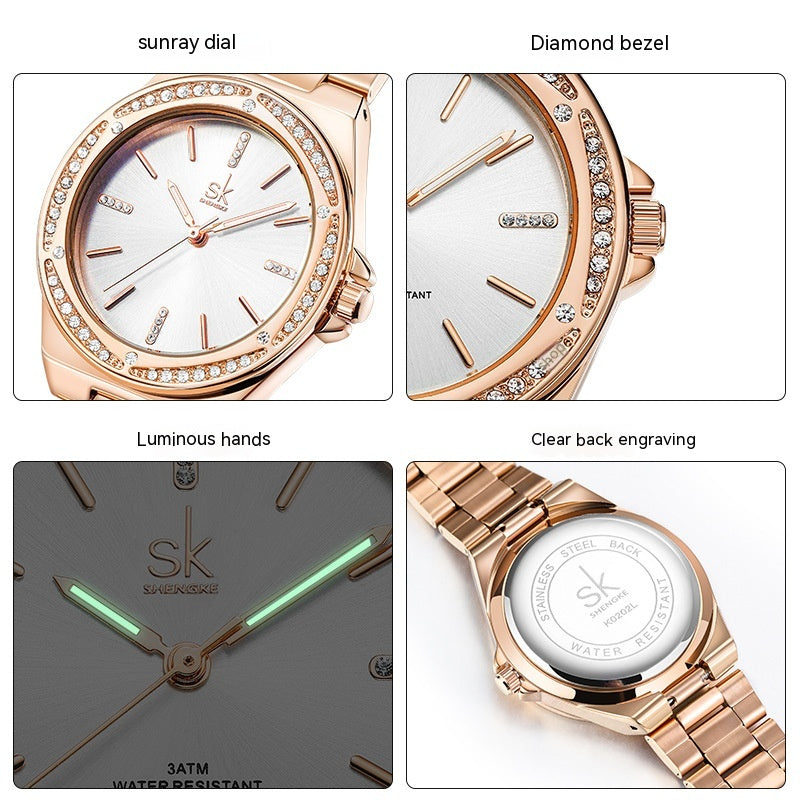 Orologio da donna al quarzo con zircone