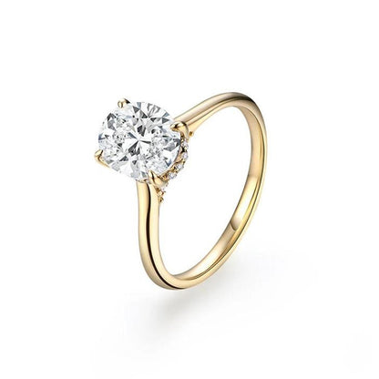Anello zircone ovale oro