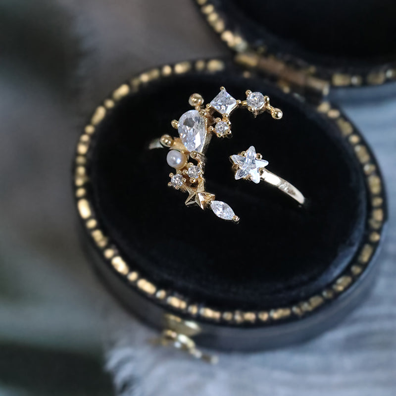 Anello stella e luna argento
