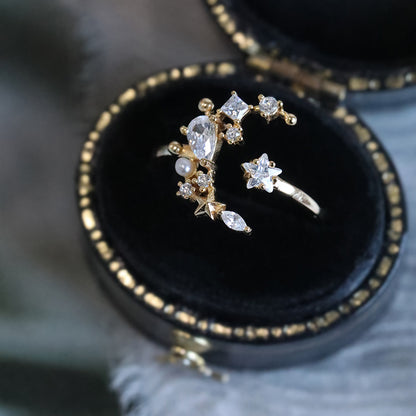 Anello stella e luna argento