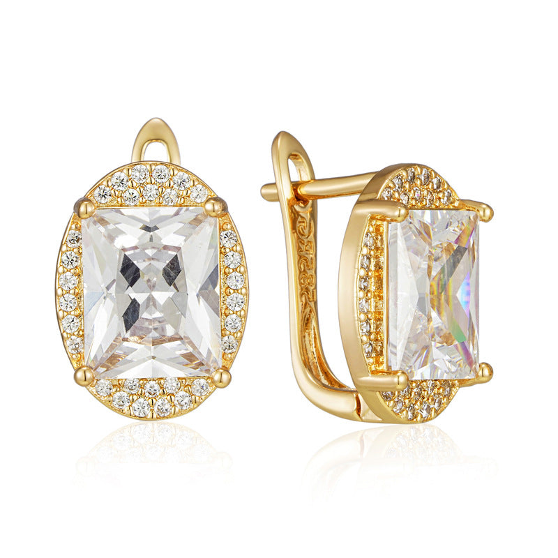 Orecchini zircone quadrati oro rosa