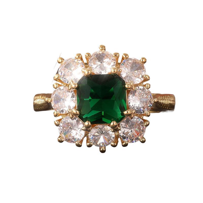 Anello zircone verde stile retrò