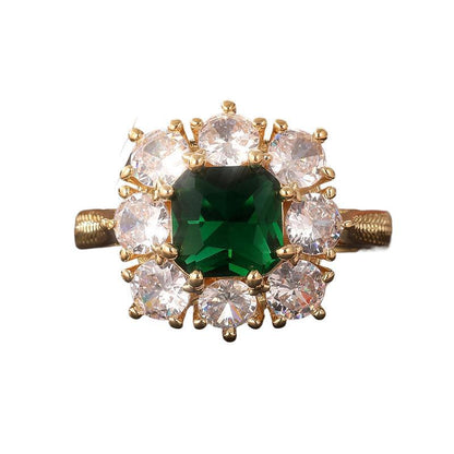 Anello zircone verde stile retrò