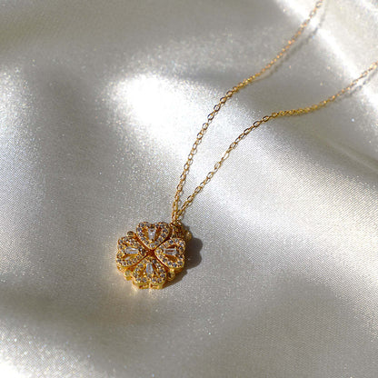 Collana Cuore Quadrifoglio Zircone