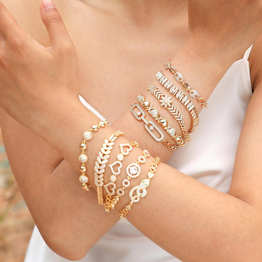 Bracciale fiori e cuori zirconi