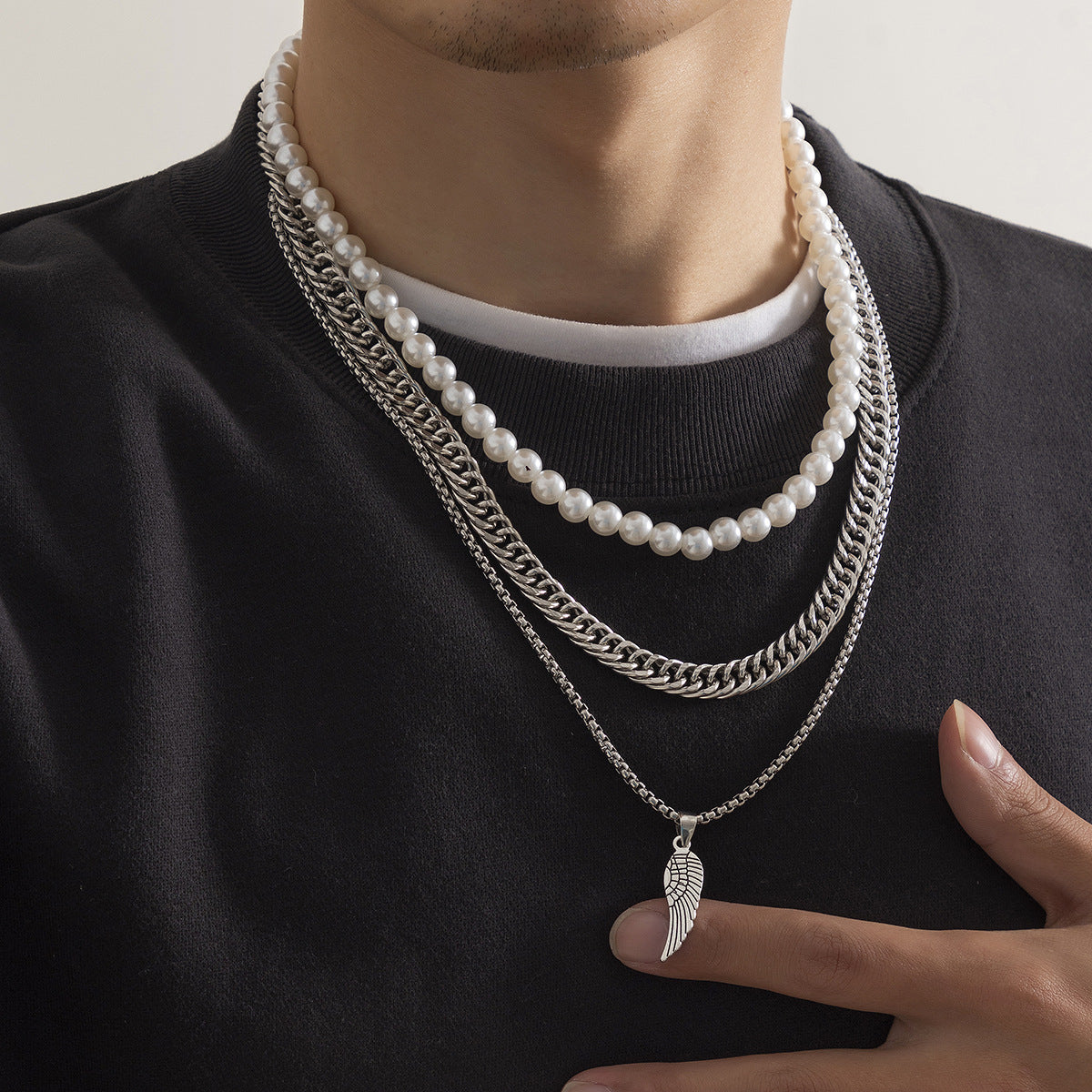 Collana piuma perle vintage