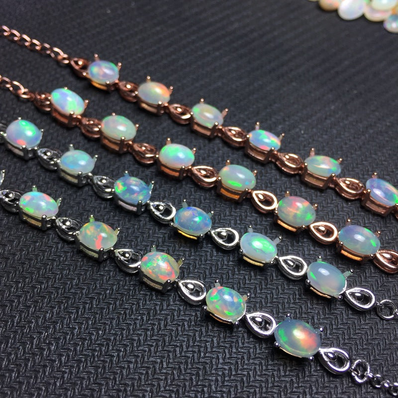 Bracciale argento e opale naturale