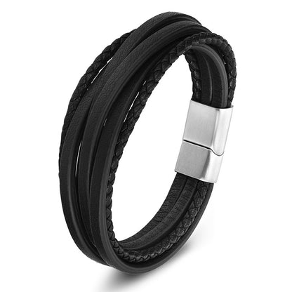 Bracciale pelle intrecciata genuina