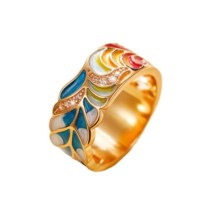 Anello smaltato blu e bianco