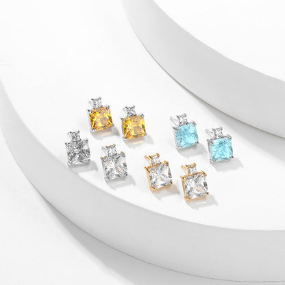Orecchini zircone geometrico blu