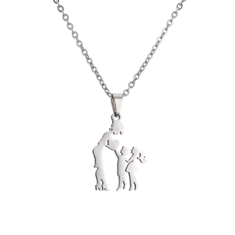 Collana acciaio titanio madre-figlio