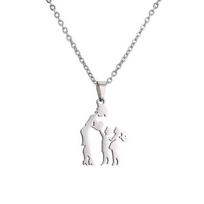 Collana acciaio titanio madre-figlio